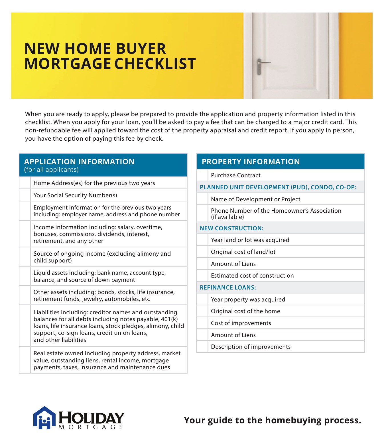 New Homebuyer Mortgage Checklist