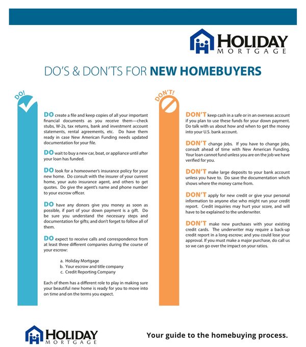 Do’s & Don’ts for New Homebuyers